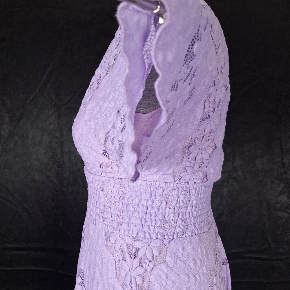 Rabbit Rabbit Rabbit Size 6 Lilac Lace Ruched Handkerchief Hem V Neck Fairycore - Picture 5 of 12